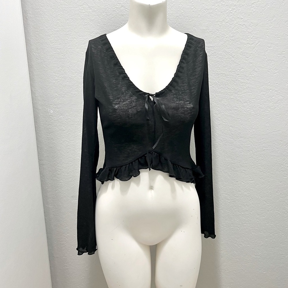 Black Flirty Boho Top M